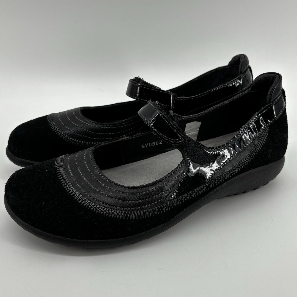 Naot Kirei Mary Jane Black Suede Leather Comfort Shoes Womens 39‎ US8/8.5 Great